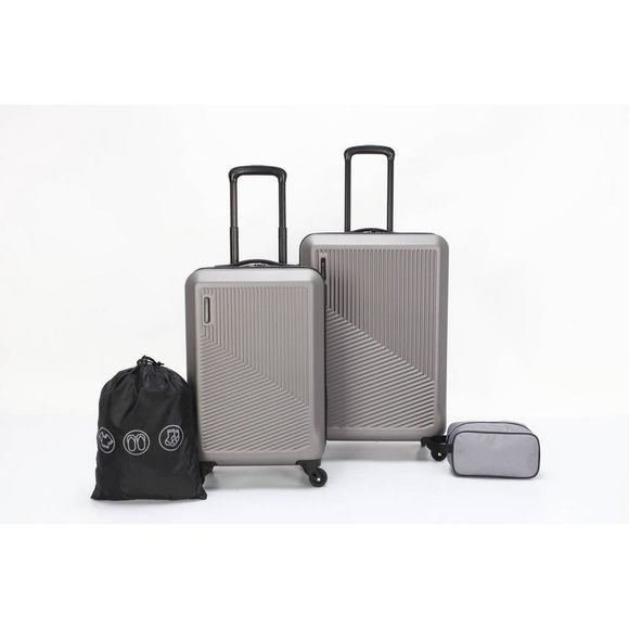 Skyline Bags Skyline Hardside 4pc Luggage Set Brushed Nickel Open